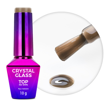 Top coloré sans essuyage « Crystal Glass » de Molly Nails, Light Brown, sans HEMA/Di-HEMA, 10 g