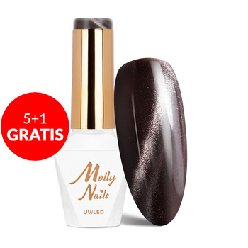 5 + 1 gratuit Vernis hybride LED/UV Gel Polish Browns Cat Eye Metallic n° 218 Molly Nails sans HEMA/Di-HEMA 8 g