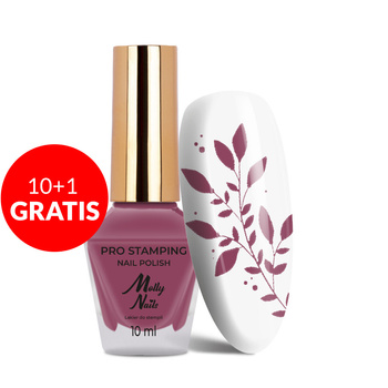 10 + 1 gratuit : Vernis pour tampons et stamping Molly Nails PRO Stamping Dusty Pink Berry n° 18, 10 ml