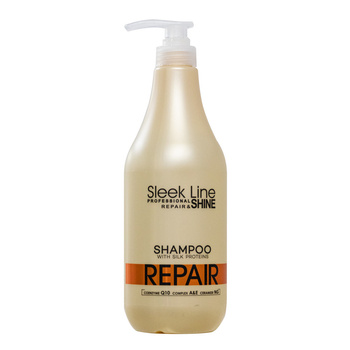 Shampoing pour cheveux abîmés et secs Stapiz Sleek Line Repair à la soie, 1000 ml