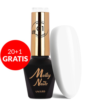 20 + 1 gratuit Vernis hybride Molly Nails Classic par Monika Mielniczuk, sans HEMA/Di-HEMA, 8 g, n° C1