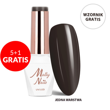 5 + 1 gratuit Vernis hybride LED/UV Gel Polish The Trend Edit n° 300 Dark Chocolate MollyNails sans HEMA/Di-HEMA 8 g + nuancier GRATUIT