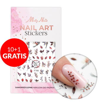 10 + 1 gratuit : autocollants pour ongles fins en forme de feuilles F785 Molly Nails