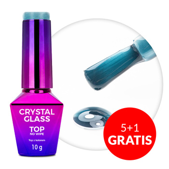 5+1 gratuit Top coloré sans essuyage Top no wipe Crystal Glass Molly Nails Blue Ocean sans HEMA/Di-HEMA 10 g