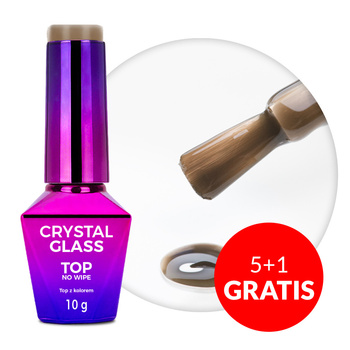 5+1 gratuit Top coloré sans essuyage Top no wipe Crystal Glass Molly Nails Light Brown Sans HEMA/Di-HEMA 10 g
