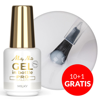 10 + 1 gratuit Gel de construction en flacon avec pinceau Gel in Bottle Molly Nails Pro Salon Milky sans HEMA/Di-HEMA 15 g