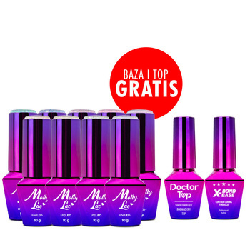 Coffret de 9 couleurs Mermaid Whispers MollyLac + base et top GRATUITS (X-Bond Base, Doctor Top)