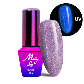 Vernis hybride phosphorescent « œil de chat » MollyLac Night Glowing, sans HEMA/Di-HEMA, 10 g, n° 675