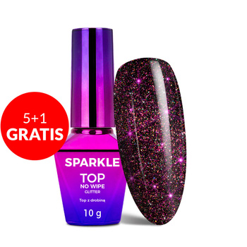 5 + 1 gratuit : Top coat LED/UV sans essuyage pailleté Molly Nails Sparkle Top Picante 10 g
