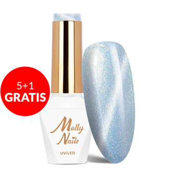 5 + 1 gratuit Vernis hybride LED/UV Gel Polish Blues Cat Eye Pastel n° 184 Molly Nails sans HEMA/Di-HEMA 8 g