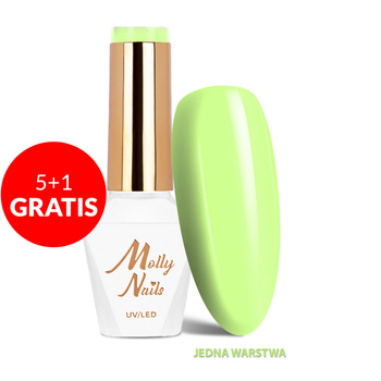 5 + 1 gratuit Vernis hybride LED/UV Gel Polish Vivid Vibes n° 280 Lime Fever Molly Nails sans HEMA/Di-HEMA 8 g