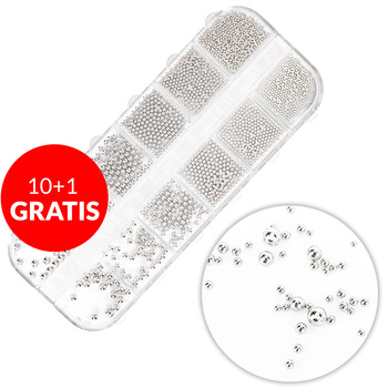 10 + 1 gratuit : Boîte de décorations Molly Nails argentées, 1 000 pièces