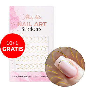 10 + 1 gratuit Autocollants pour ongles / French / Ligne du sourire française 48 pièces dorées STZ-CS169 MollyNails