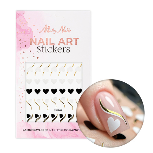 Самоклеючі наклейки на нігті у формі сердечок SWA04 MollyNails