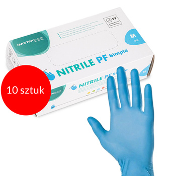 10sztuk Rękawiczki nitrylowe bezpudrowe Master Glove PF Simple Rozmiar M niebieskie 100 szt
