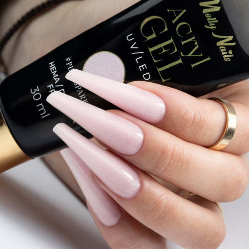 11+1 Free Polygel Acrylogel Builder Gel for Nail Extensions AcrylGel Molly Nails HEMA/Di-HEMA Free Pink Sparkle 30 ml