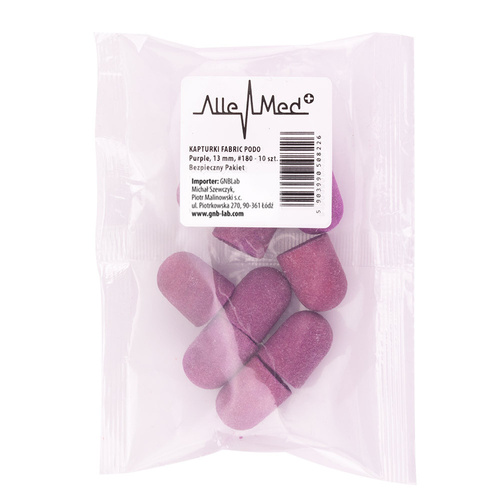 Накладки для педикюру 13 мм, градація 180, 10 шт., Fabric Podo AlleMed, фіолетовий (Purple)