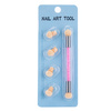 Pinceau double face avec éponge pour ombre et nail art, orné de strass roses
