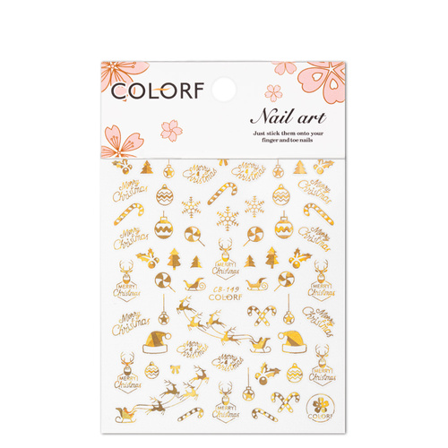 Autocollants pour ongles fins et autocollants de Noël CB-149 dorés