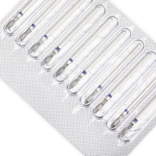 Set di frese diamantate a goccia GD0204D M blu, medie, 10 pezzi