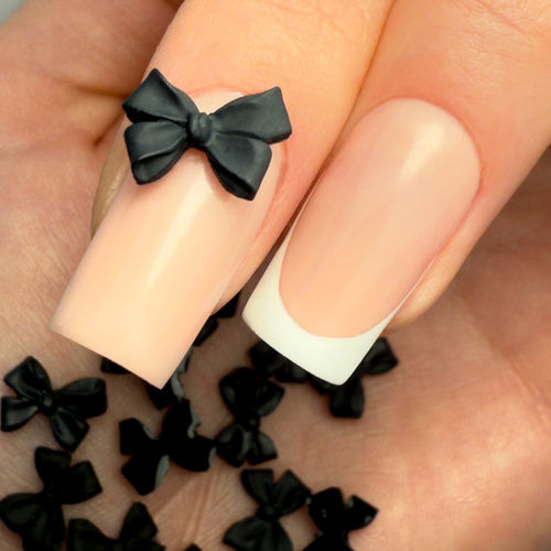 Прикраси для нігтів — 3D-бантики Molly Nails, чорні, 100 шт.