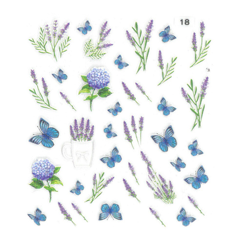 Adesivi per unghie autoadesivi 5D fiori farfalle n. 18