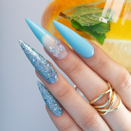 5 + 1 gratis: Esmalte híbrido MollyLac Fancy Fashion Blue Punch, 10 g, n.º 338
