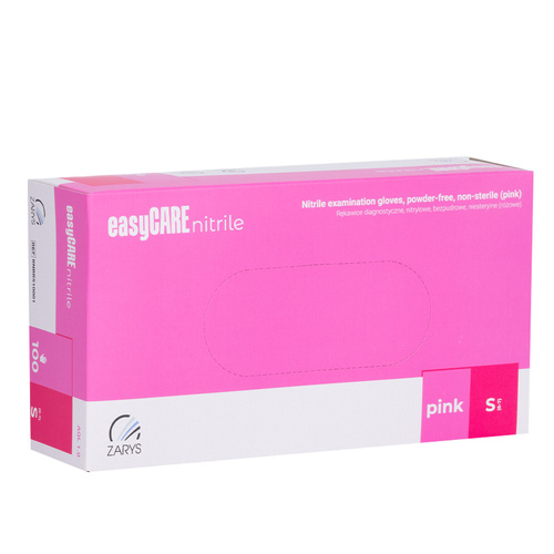 10 paires de gants jetables en nitrile à usage diagnostique et de protection Easycare Nitrile Pink, taille S, roses, 100 pièces