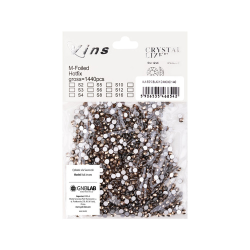 Strass para uñas de cristal SS10 Black diamond, aprox. 1440 unidades por paquete.
