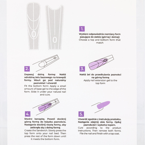 50 Stück doppelte Sandwich-Formen für die Nagelmodellage, Sandwich-Dual-Formen, Schachtel mit 15 Größen, 240 Stück