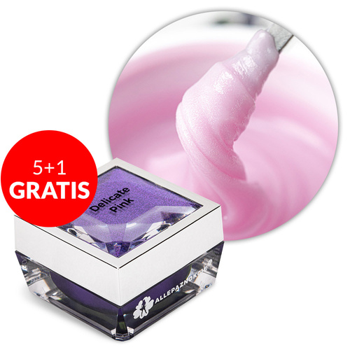 5+1 gratis Gel acrílico de extensión Allepaznokcie sin HEMA ni Di-HEMA, color rosa delicado, 30 g