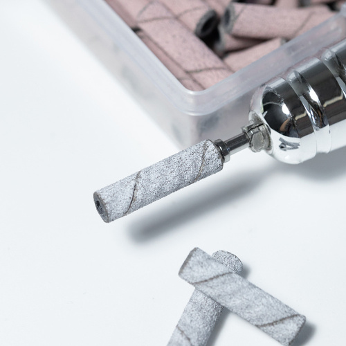 Kapturki do manicure i pedicure mandrele nakładki ścierne mini cylinder 3mm gradacja 240 różowe 50 szt.