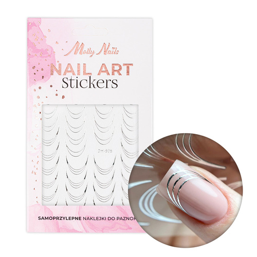 Adesivi per unghie / French / Linea del sorriso francese, 39 pezzi, argento DH-808 MollyNails