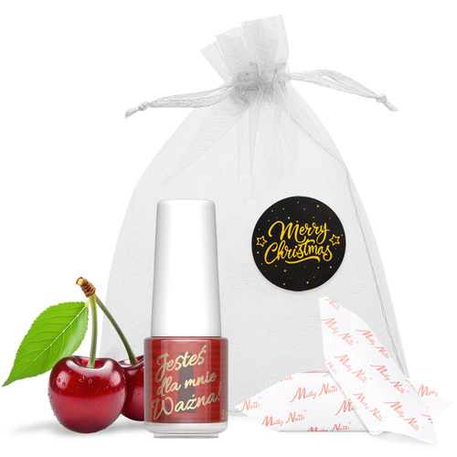 Olio speciale per cuticole e unghie al profumo di ciliegia con caramelle al caramello, in bustina decorativa da 5 ml