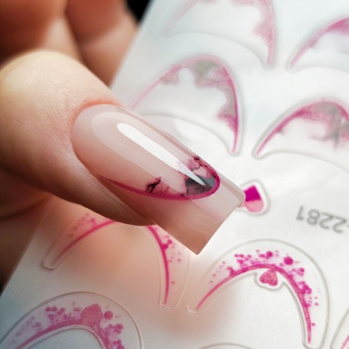 Self-adhesive nail stickers 5D/French/French smile line 20 pcs pink SD-2281