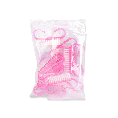 Spazzolino per manicure e polvere, piccolo, rosa, 10 pezzi