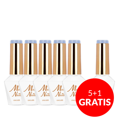 5 + 1 gratuit Vernis hybride Molly Nails Blue Sky Butterfly Blue sans HEMA/Di-HEMA 8 g n° 112