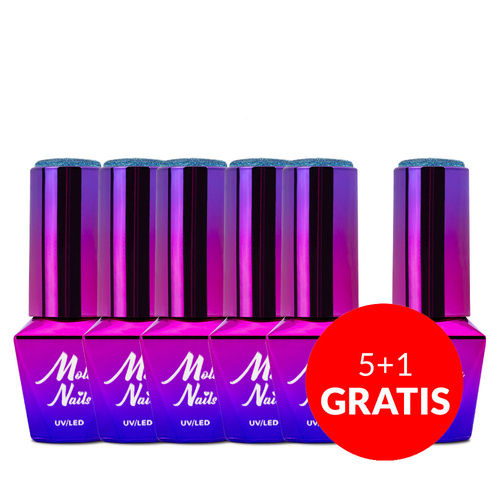 5+1 Free Molly Nails Luxury Glam Cosmic Love Hybrid Nail Polish, 8 g, No. 544