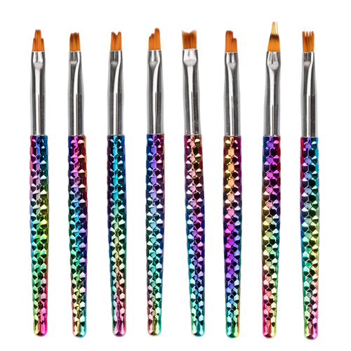 Set de pinceles para ombré y decoraciones con mango arcoíris, 8 unidades