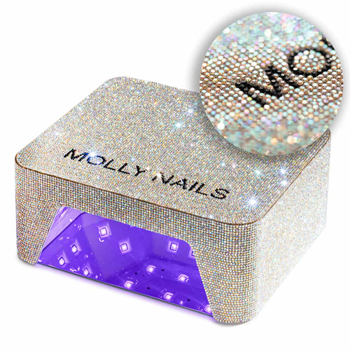 Lampada UV/LED da 36 W MollyNails per smalti ibridi, gel e acrilogel, senza fili, con strass V9BAT