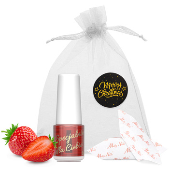 Huile d'olive spéciale pour les cuticules et les ongles, parfumée à la fraise et aux caramels, dans un petit sachet décoratif de 5 ml