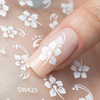 Autocollants pour ongles fins, fleurs, SWA20, blancs