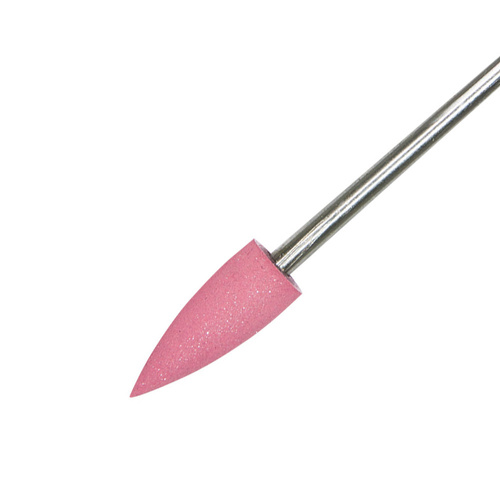 Fresa de goma rosa con diseño de llamas y vástago plateado G0616K