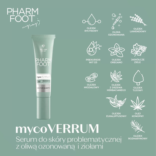 Sérum pour peaux à problèmes à l'huile d'olive ozonée et aux herbes Victoria Vynn Pharm Foot mycoVERRUM 15 ml