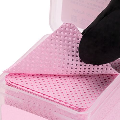 Waciki bezpyłowe perforowane do paznokci Molly Nails różowe 5x5 cm 200 szt