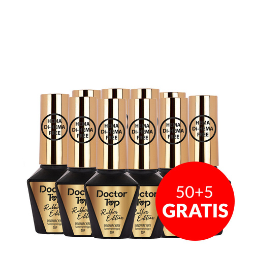 50 + 5 gratis Rubber Doctor Top Molly Nails – selbstreparierender, wischfreier Topcoat aus Kautschuk, HEMA/Di-HEMA-frei, klar, 10 g