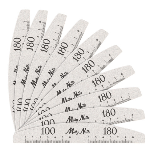 MollyNails Standard 100/180 Mineral Nail File (Boat Shape, Half-Moon)