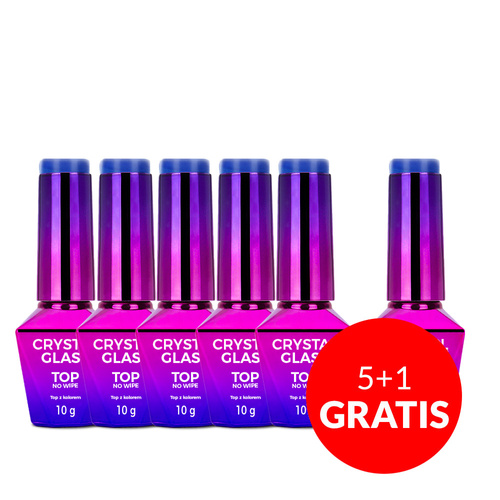 5+1 gratis – Farbiges Top-Coat ohne Abwischen, Crystal Glass Molly Nails Blue, HEMA/Di-HEMA-frei, 10 g