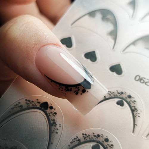 Self-adhesive nail stickers 5D/French/French smile line 20 pcs black SD-2290