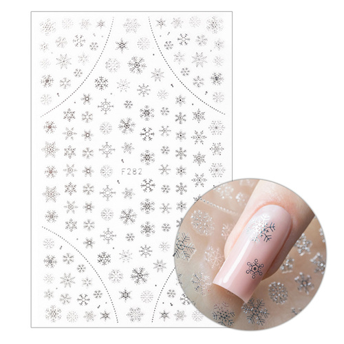Autocollants pour ongles fins et adhésifs, motif de Noël, MollyNails F282, argentés